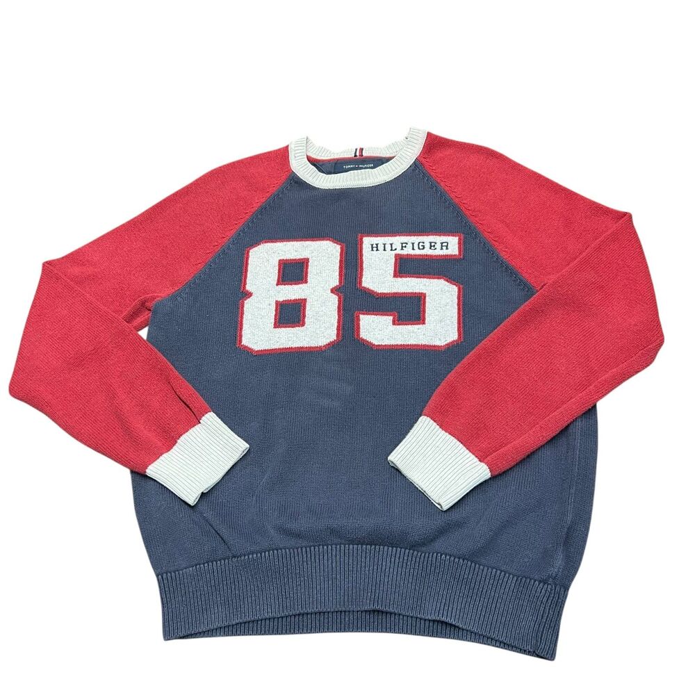 Tommy Hilfiger Pullover Sweater Mens Small Cotton Blend Crew Neck Logo blue